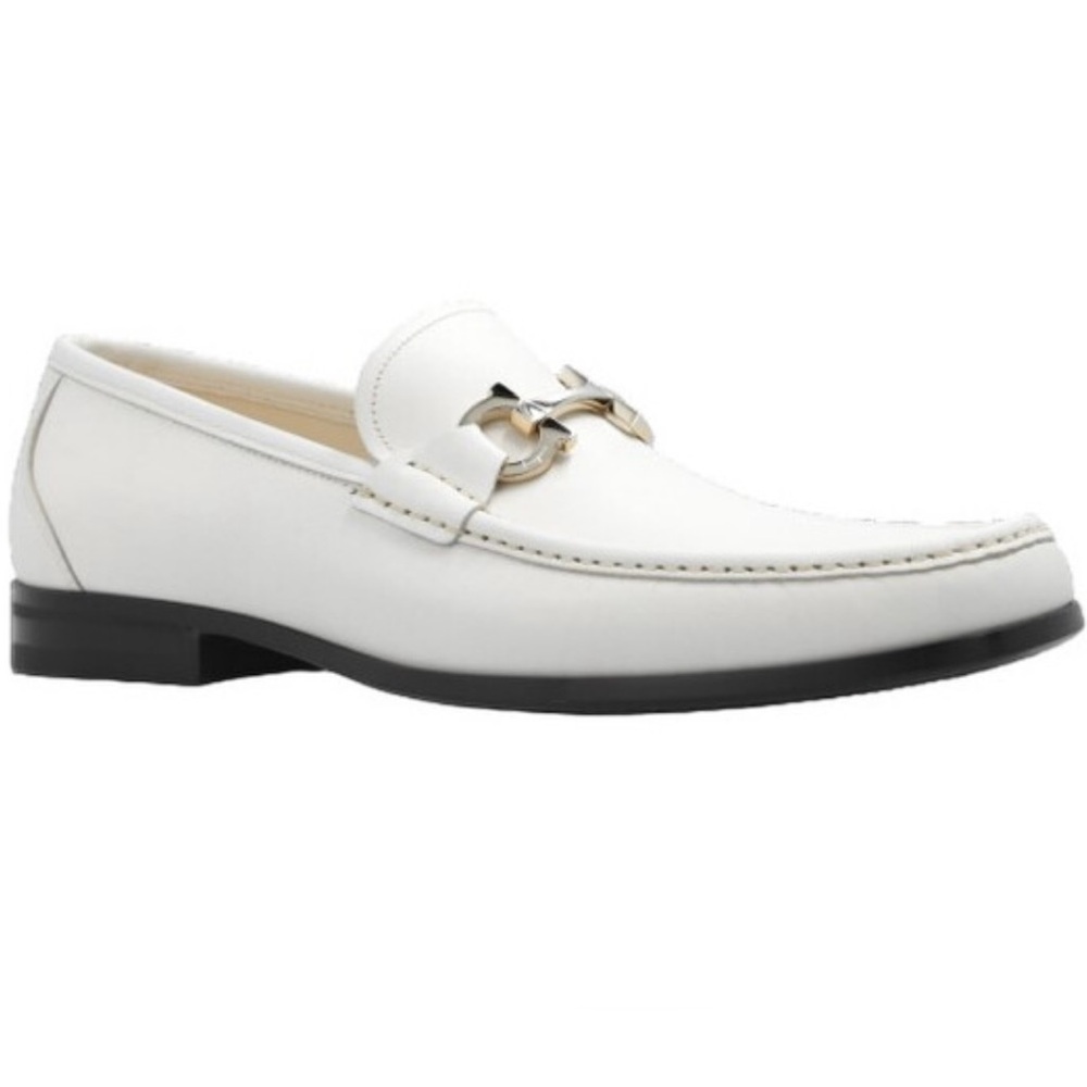 Men’s Ferragamo White Loafers